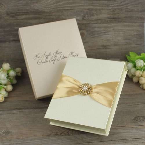 Silk Box Wedding Invitation Card Elegant Invitation with Paper Box